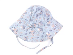 Wheat sun hat pearl blue flowers